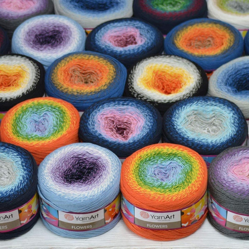 YarnArt Yarn Art YarnArt Flowers Yarn 55% Cotton 45% Acrylic 250gr 1094yds Multicolor Cotton Yarn Rainbow Crochet Yarn Spring Summer - 1 Fine Sport Skein (290) - Image 4